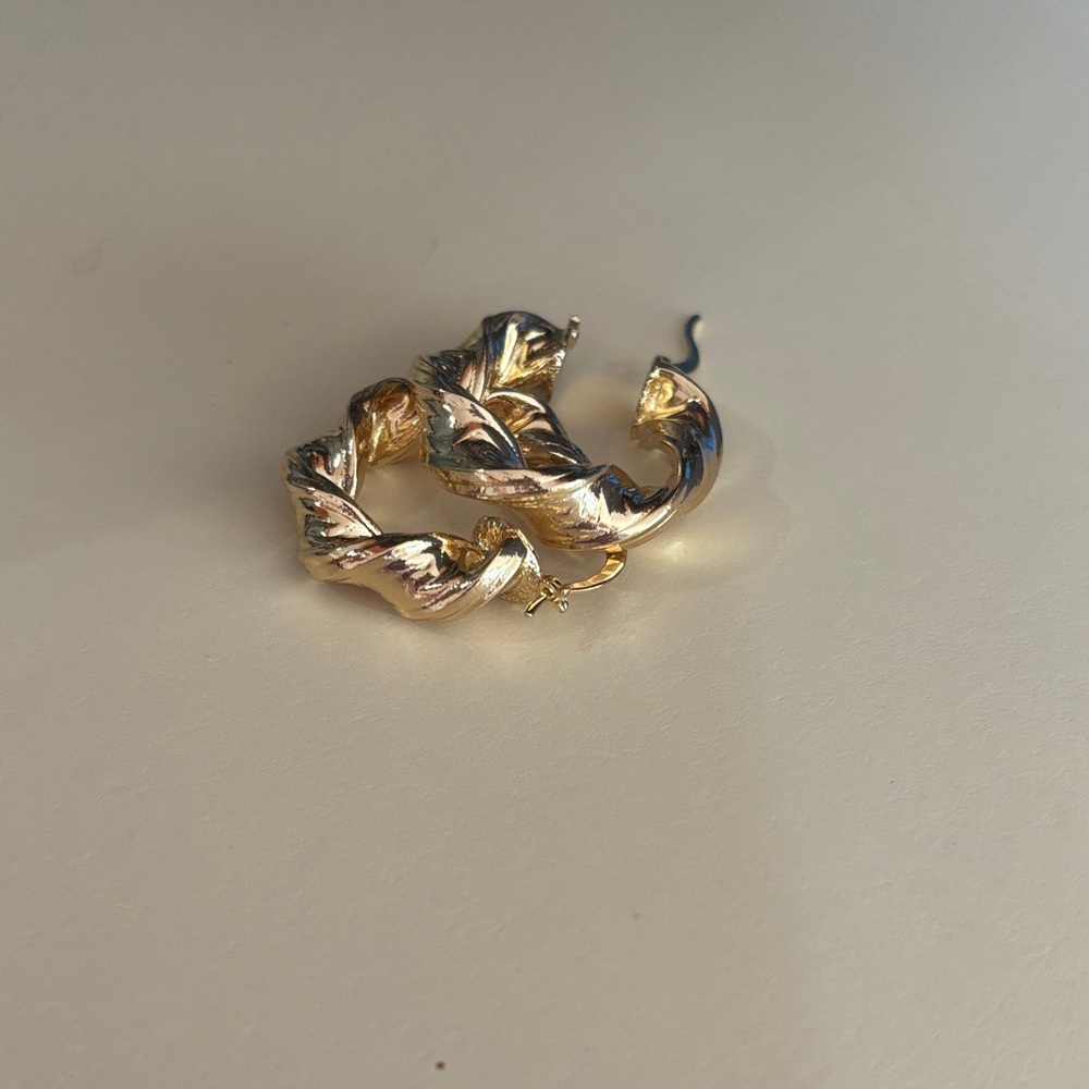 Elegant Gold-Toned Twisted Hoop Earrings